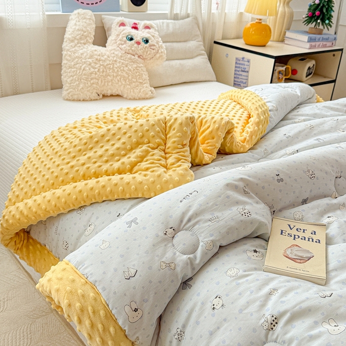 91家纺网 家纺一手货源 找家纺 小桃姐家纺 2025新款全棉豆豆绒儿童被 被子被芯 萌宠派对