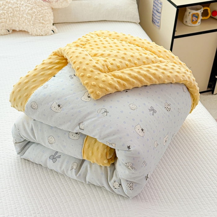 91家纺网 家纺一手货源 找家纺 小桃姐家纺 2025新款全棉豆豆绒儿童被 被子被芯 萌宠派对