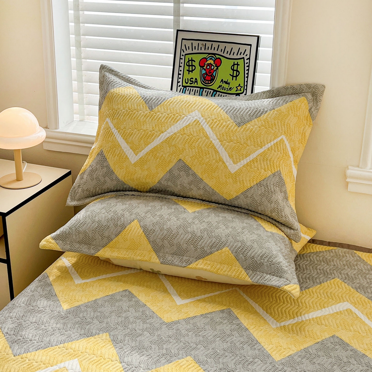 91家纺网 家纺一手货源 找家纺 梦精灵家纺 2026新款纯棉床盖单件全棉绗缝夹棉床单 四季通用榻榻米防滑学生宿舍单人被套枕套 印象派