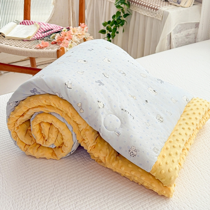 91家纺网 家纺一手货源 找家纺 小桃姐家纺 2025新款全棉豆豆绒儿童被 被子被芯 萌宠派对