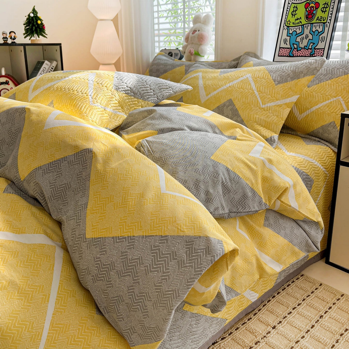 91家纺网 家纺一手货源 找家纺 梦精灵家纺 2026新款纯棉床盖单件全棉绗缝夹棉床单 四季通用榻榻米防滑学生宿舍单人被套枕套 印象派