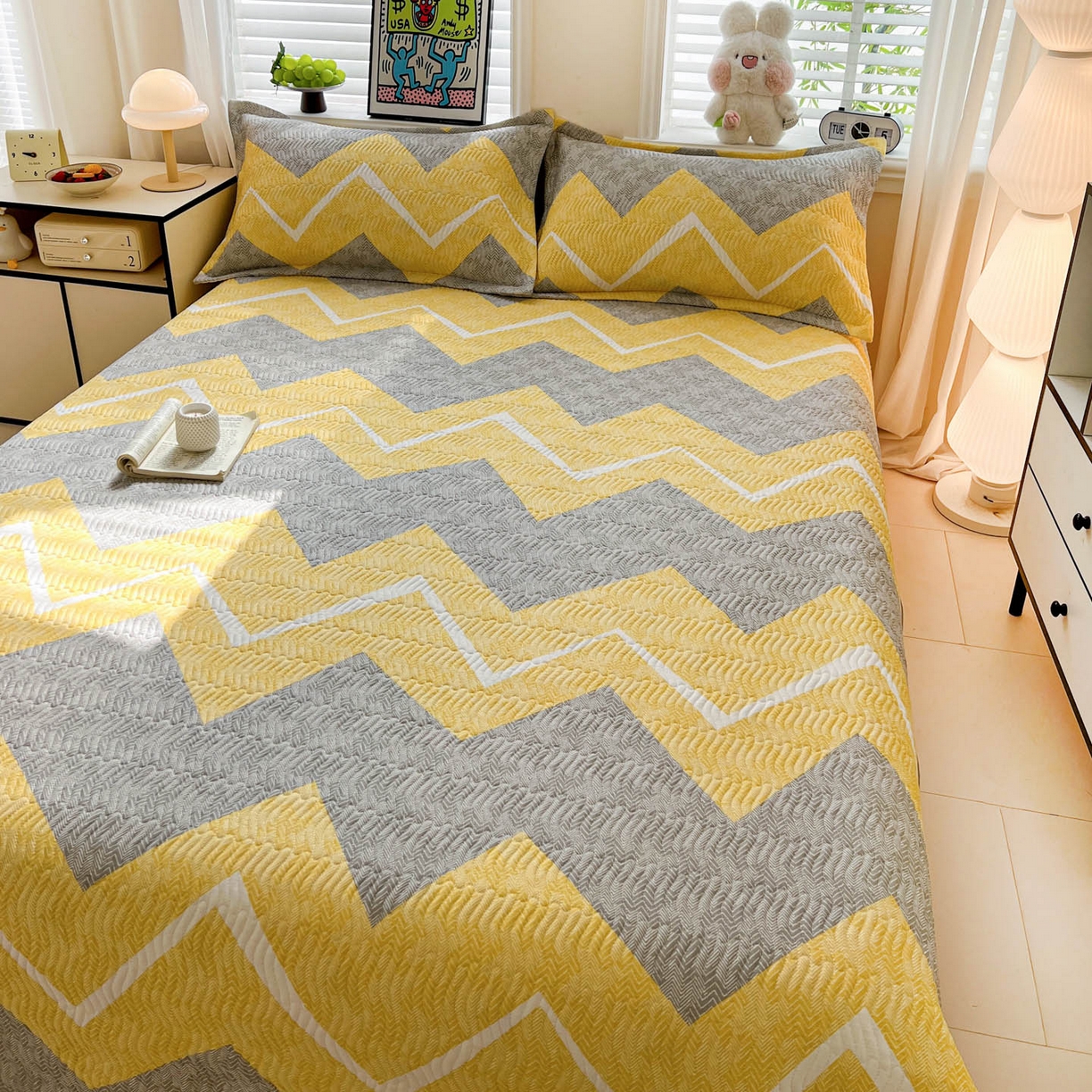 91家纺网 家纺一手货源 找家纺 梦精灵家纺 2026新款纯棉床盖单件全棉绗缝夹棉床单 四季通用榻榻米防滑学生宿舍单人被套枕套 印象派