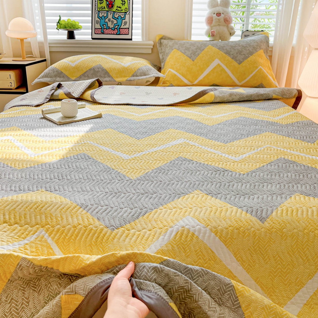 91家纺网 家纺一手货源 找家纺 梦精灵家纺 2026新款纯棉床盖单件全棉绗缝夹棉床单 四季通用榻榻米防滑学生宿舍单人被套枕套 印象派