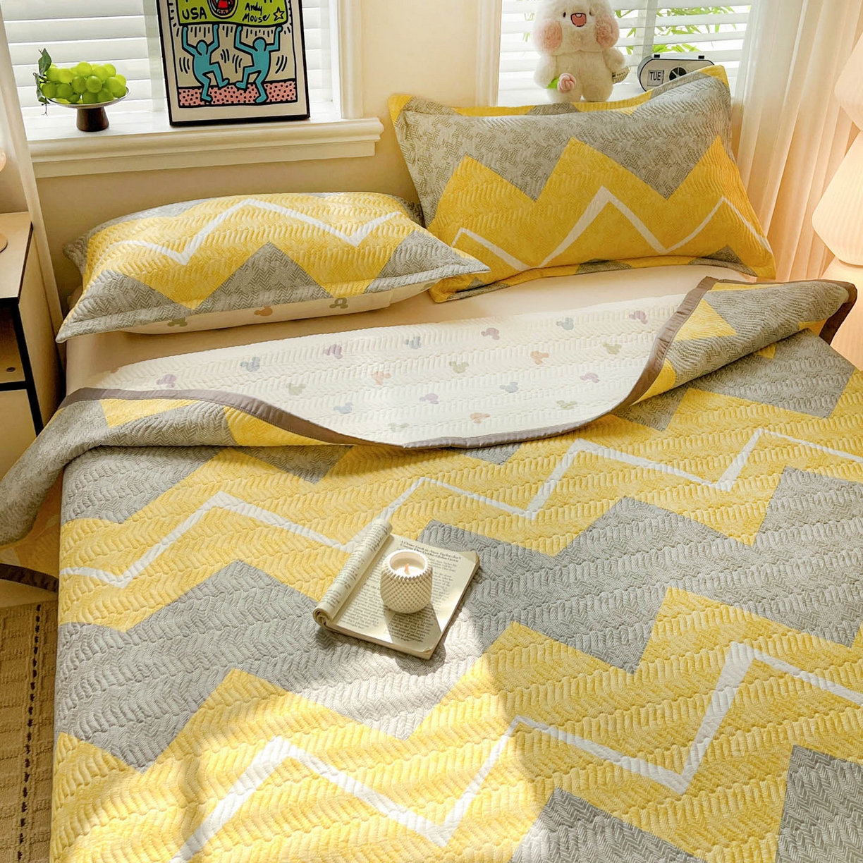 91家纺网 家纺一手货源 找家纺 梦精灵家纺 2026新款纯棉床盖单件全棉绗缝夹棉床单 四季通用榻榻米防滑学生宿舍单人被套枕套 印象派