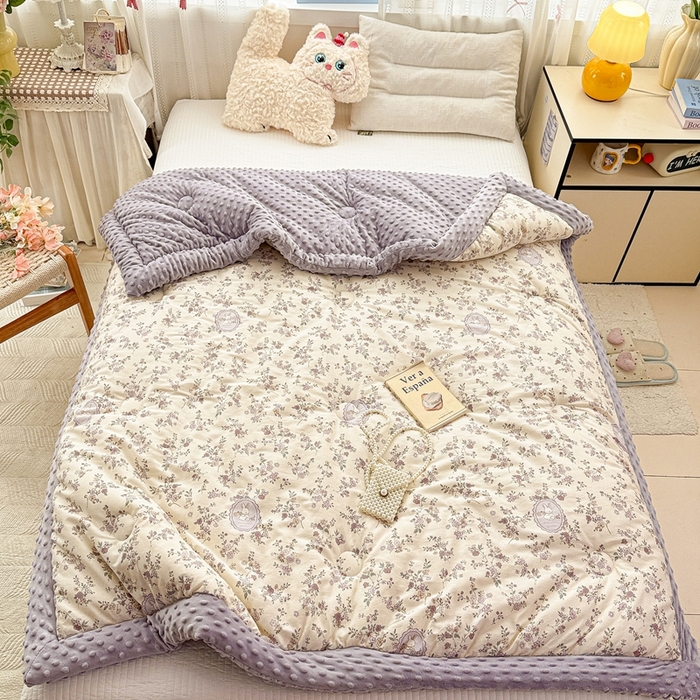 91家纺网 家纺一手货源 找家纺 小桃姐家纺 2025新款全棉豆豆绒儿童被 被子被芯 莫奈花园