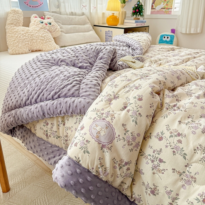 91家纺网 家纺一手货源 找家纺 小桃姐家纺 2025新款全棉豆豆绒儿童被 被子被芯 莫奈花园