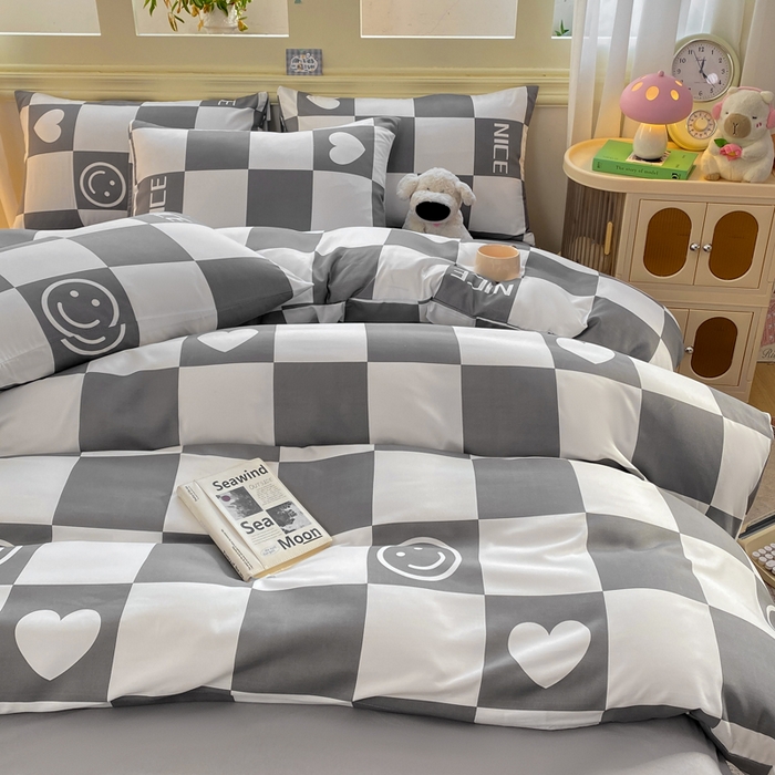 91家纺网 家纺一手货源 找家纺 朵朵家纺 2026新款水洗印花床单床笠款三四件套学生三四件套 简单时尚