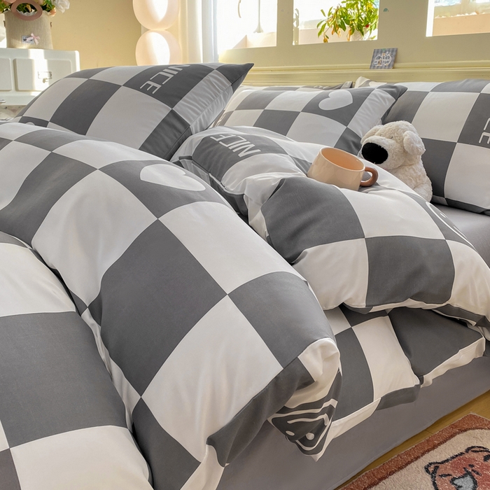 91家纺网 家纺一手货源 找家纺 朵朵家纺 2026新款水洗印花床单床笠款三四件套学生三四件套 简单时尚