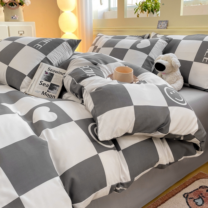 91家纺网 家纺一手货源 找家纺 朵朵家纺 2026新款水洗印花床单床笠款三四件套学生三四件套 简单时尚