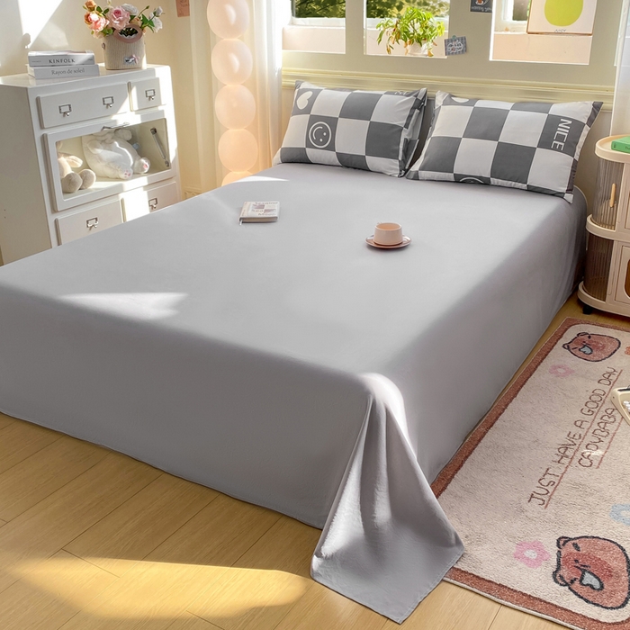 91家纺网 家纺一手货源 找家纺 朵朵家纺 2026新款水洗印花床单床笠款三四件套学生三四件套 简单时尚