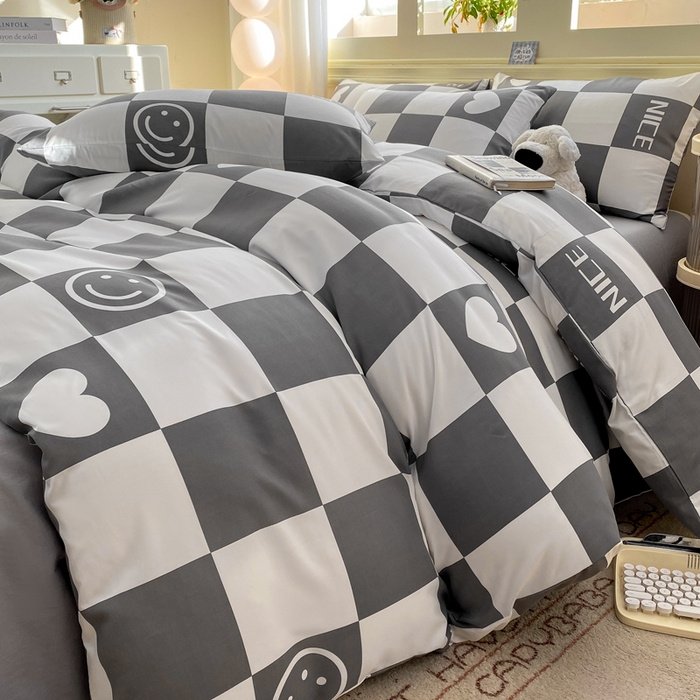 91家纺网 家纺一手货源 找家纺 朵朵家纺 2026新款水洗印花床单床笠款三四件套学生三四件套 简单时尚