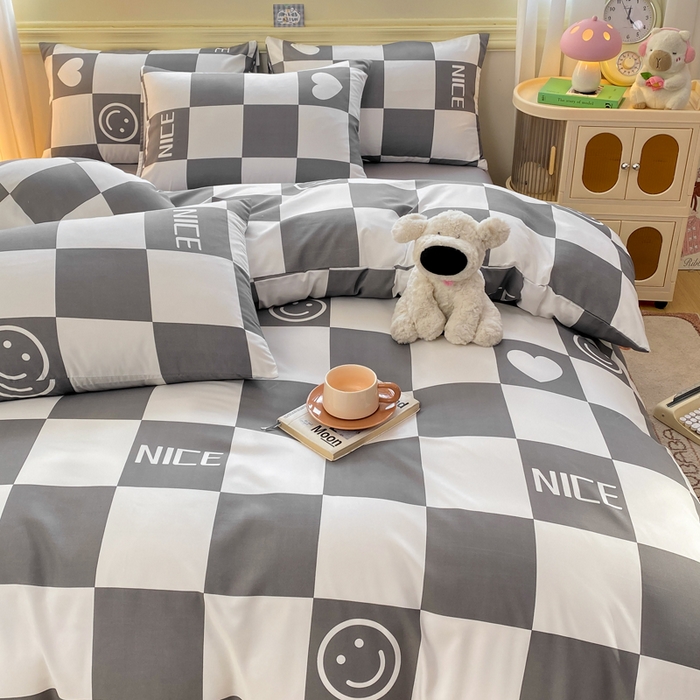 91家纺网 家纺一手货源 找家纺 朵朵家纺 2026新款水洗印花床单床笠款三四件套学生三四件套 简单时尚