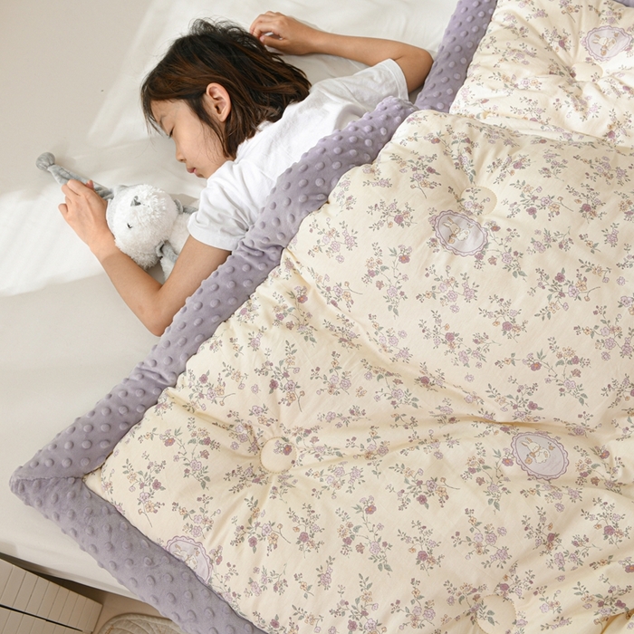 91家纺网 家纺一手货源 找家纺 小桃姐家纺 2025新款全棉豆豆绒儿童被 被子被芯 莫奈花园