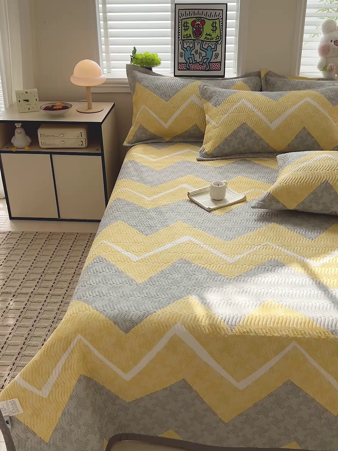 91家纺网 家纺一手货源 找家纺 梦精灵家纺 2026新款纯棉床盖单件全棉绗缝夹棉床单 四季通用榻榻米防滑学生宿舍单人被套枕套 印象派