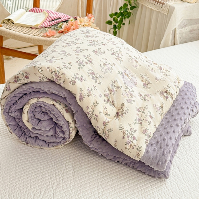 91家纺网 家纺一手货源 找家纺 小桃姐家纺 2025新款全棉豆豆绒儿童被 被子被芯 莫奈花园