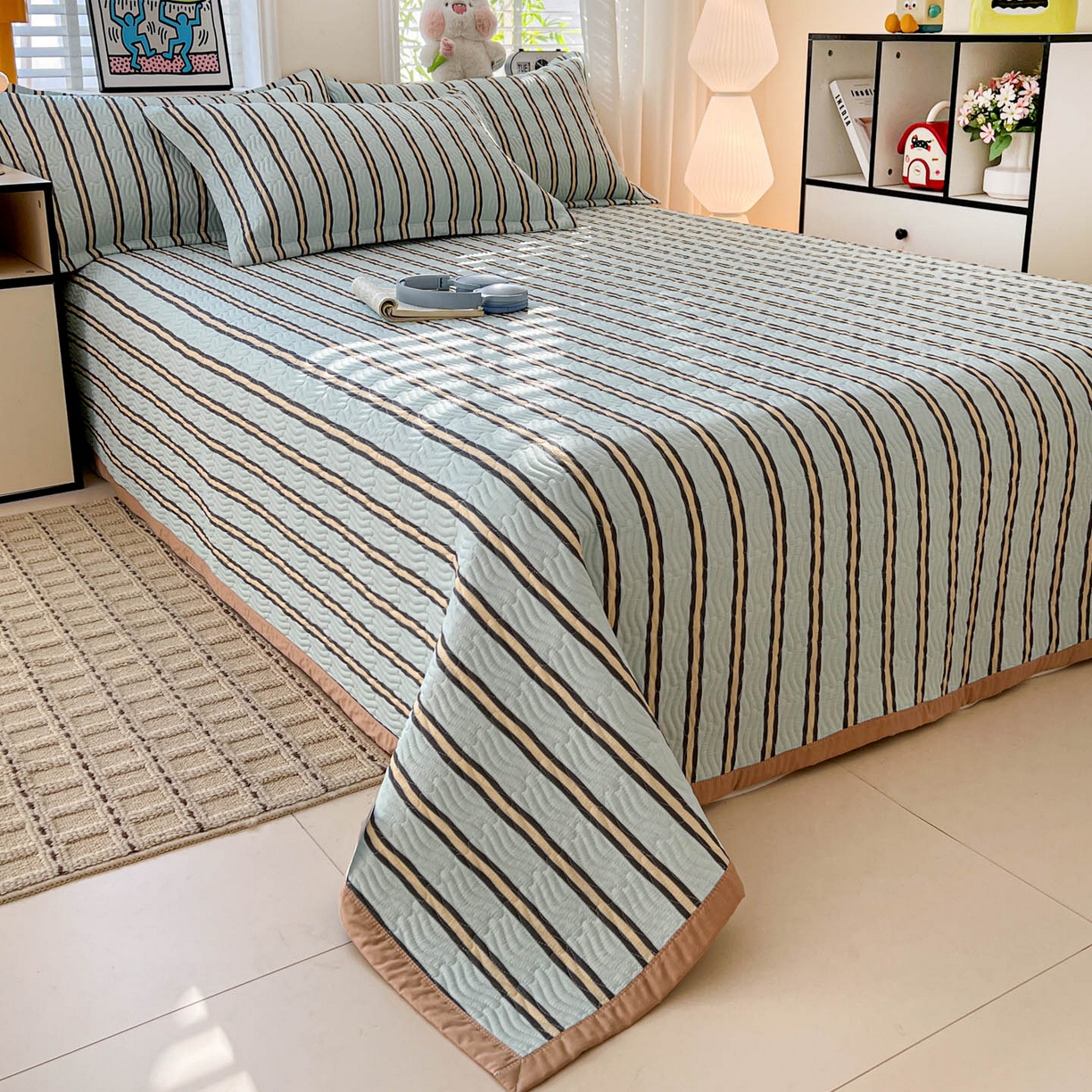 91家纺网 家纺一手货源 找家纺 梦精灵家纺 2026新款纯棉床盖单件全棉绗缝夹棉床单 四季通用榻榻米防滑学生宿舍单人被套枕套 云拓