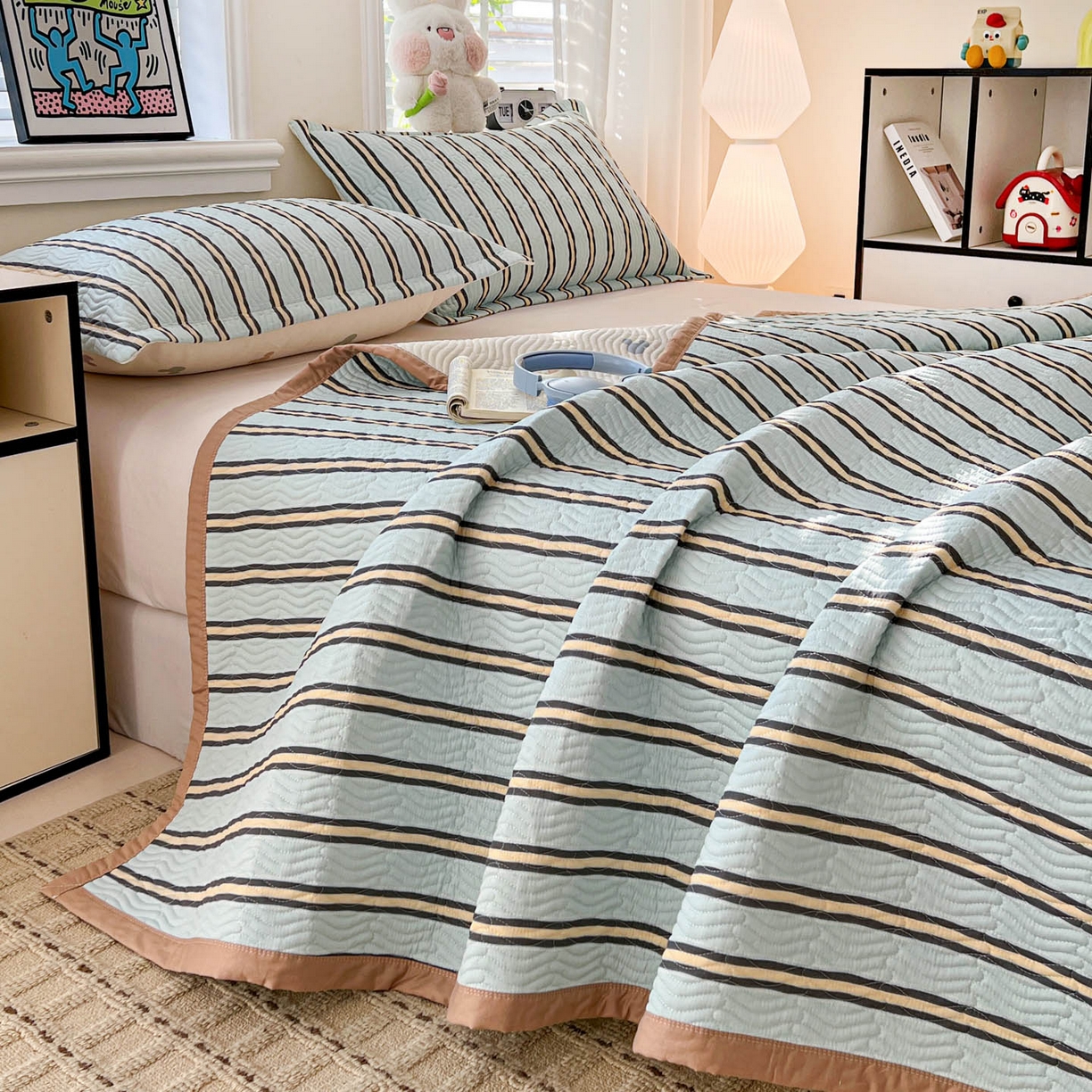 91家纺网 家纺一手货源 找家纺 梦精灵家纺 2026新款纯棉床盖单件全棉绗缝夹棉床单 四季通用榻榻米防滑学生宿舍单人被套枕套 云拓