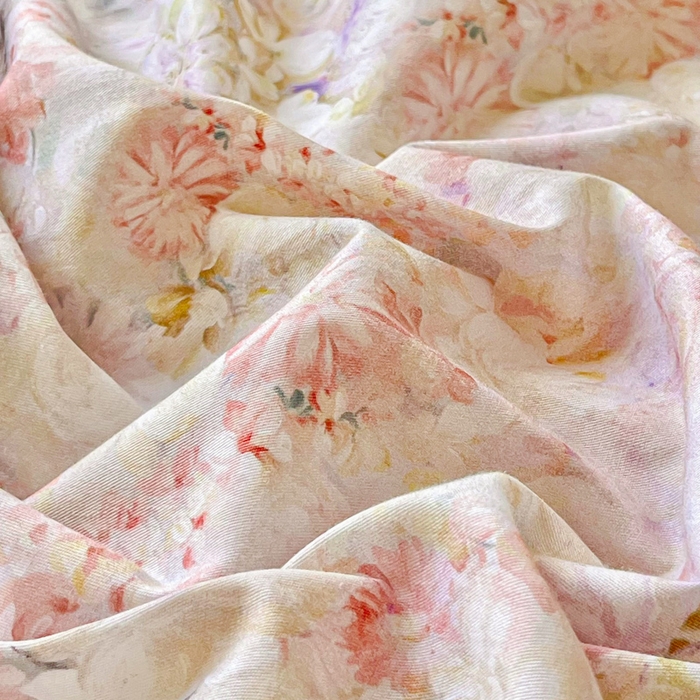 91家纺网 家纺一手货源 找家纺 胜权家纺 2026新款A类全棉法式13372数码印花夹棉床盖单品系列 妙颜粉