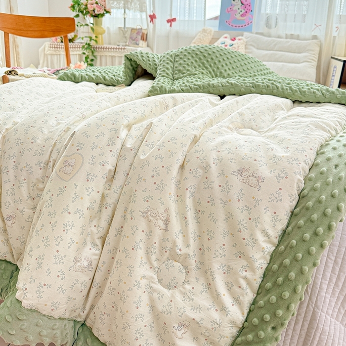 91家纺网 家纺一手货源 找家纺 小桃姐家纺 2025新款全棉豆豆绒儿童被 被子被芯 小兔乖乖