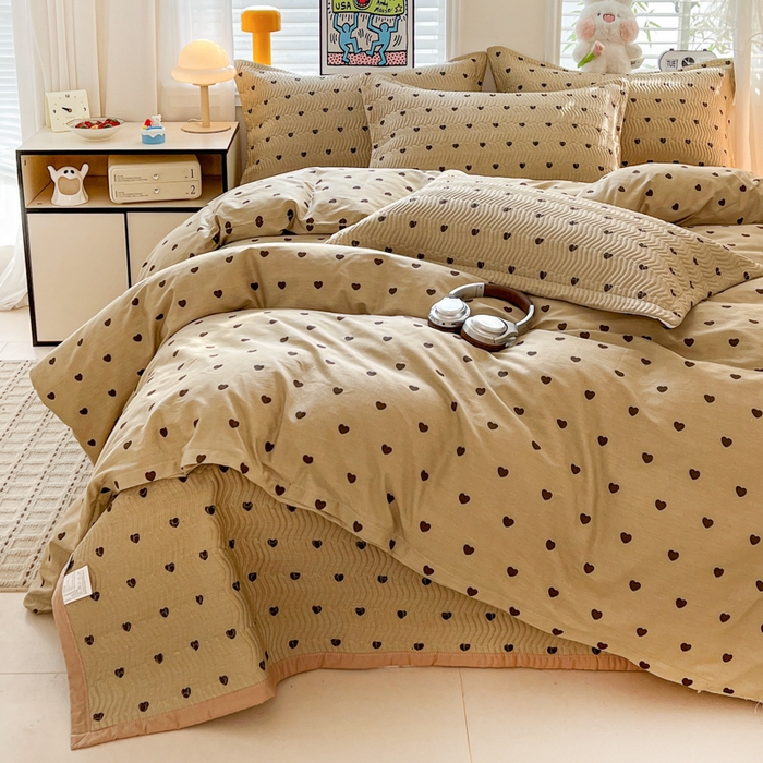 91家纺网 家纺一手货源 找家纺 （总）梦精灵家纺 2026新款纯棉床盖四件套全棉绗缝夹棉防滑床单四季通用榻榻米单人学生宿舍