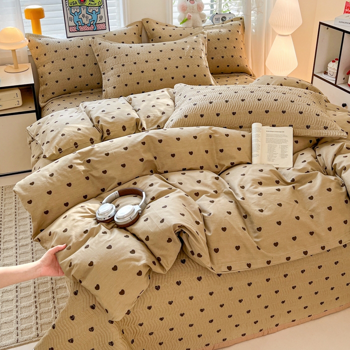 91家纺网 家纺一手货源 找家纺 （总）梦精灵家纺 2026新款纯棉床盖四件套全棉绗缝夹棉防滑床单四季通用榻榻米单人学生宿舍