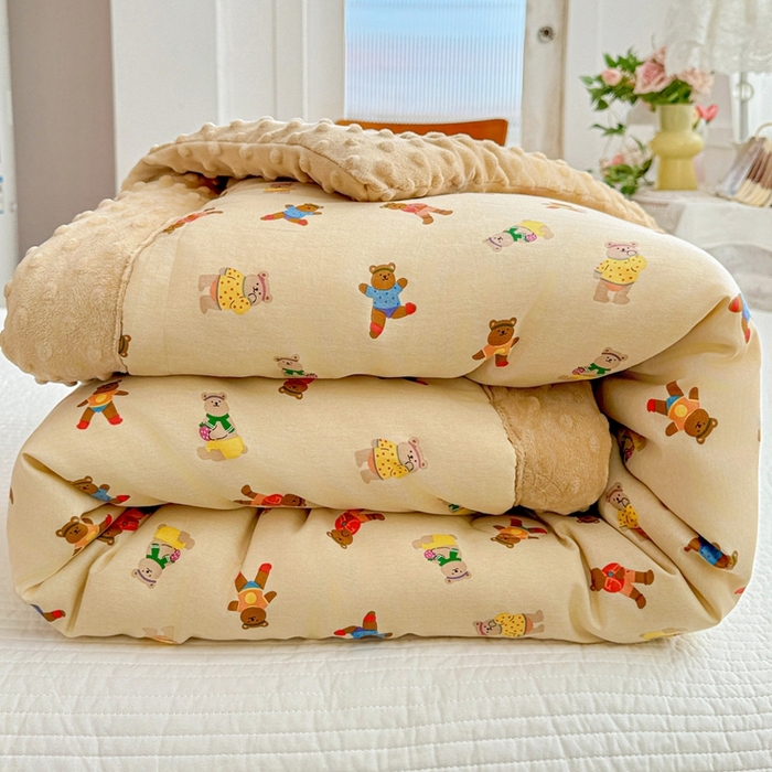 小桃姐家纺 2025新款全棉豆豆绒儿童被 被子被芯 熊大大