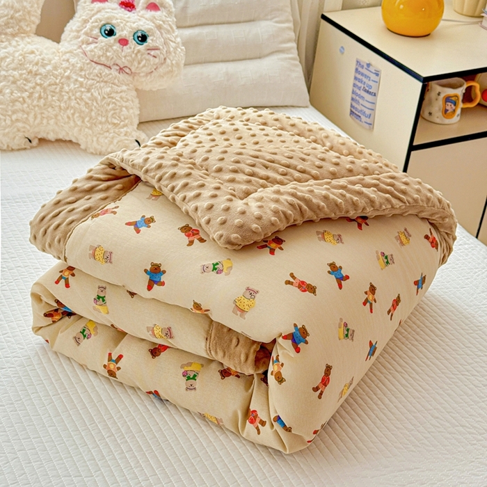 91家纺网 家纺一手货源 找家纺 小桃姐家纺 2025新款全棉豆豆绒儿童被 被子被芯 熊大大