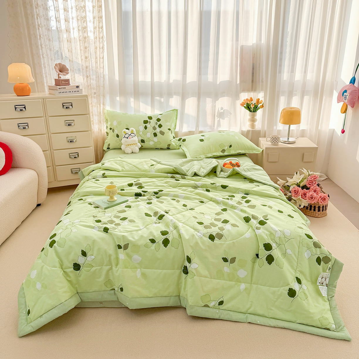 91家纺网 家纺一手货源 找家纺 （总）寝美资家居 2026新款A类里外全棉夏凉被四件套-风格三