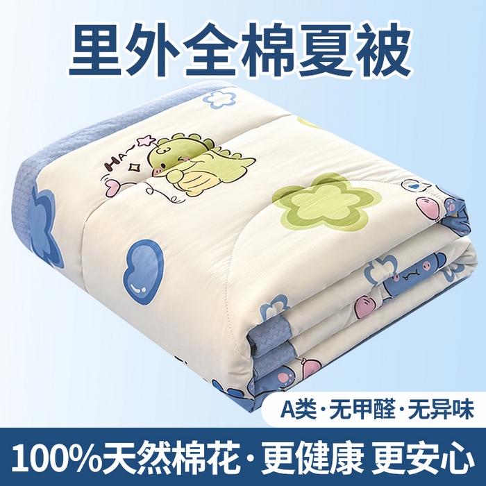 寝美资家居 2026新款A类里外全棉夏凉被四件套-风格三 小恐龙