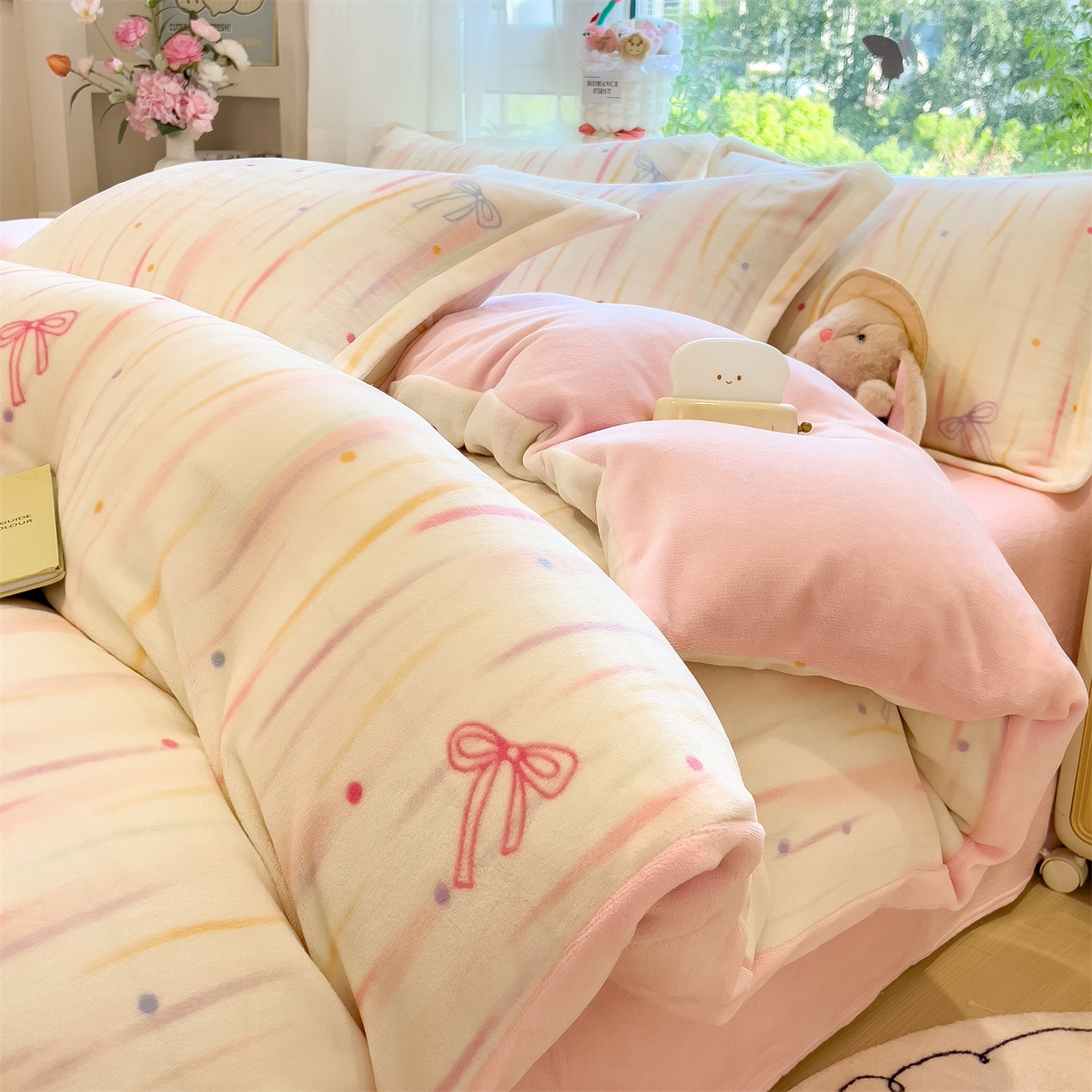 91家纺网 家纺一手货源 找家纺 布凡家居 2026新款190g高克重牛奶绒印花四件套 甜梦流星