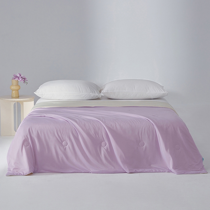 91家纺网 家纺一手货源 找家纺 梦恬佳 2025新款A类凉感丝夏凉被 香芋紫