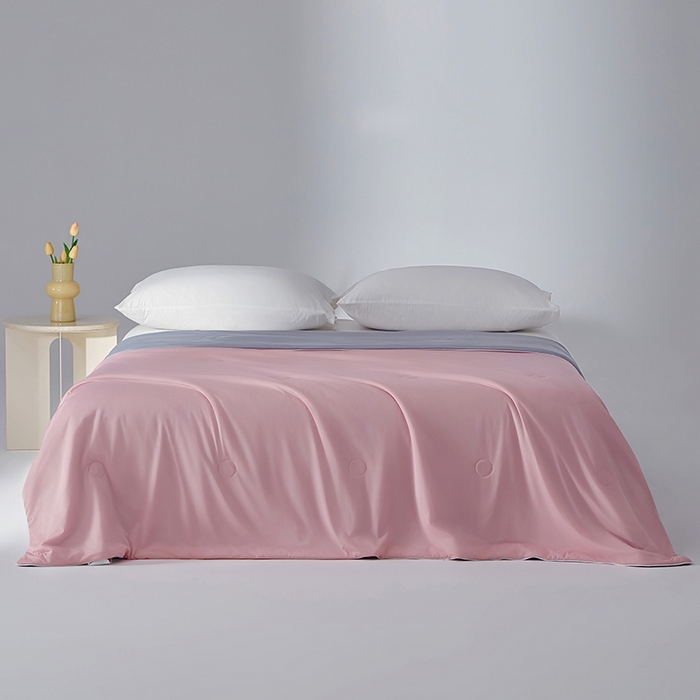 91家纺网 家纺一手货源 找家纺 梦恬佳 2025新款A类凉感丝夏凉被 烟粉