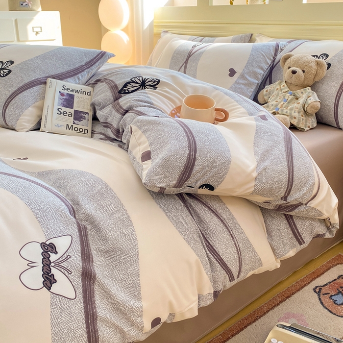 91家纺网 家纺一手货源 找家纺 朵朵家纺 2026新款水洗棉印花单被套系列 蝶恋心