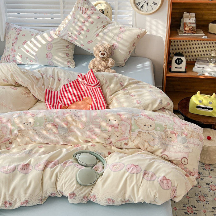 91家纺网 家纺一手货源 找家纺 朵朵家纺 2026新款水洗棉印花单被套系列 格蕾丝