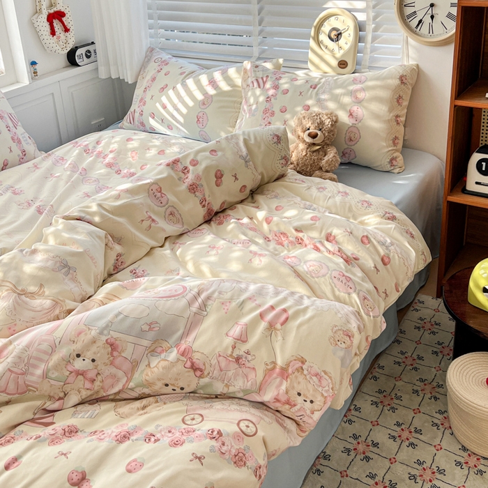 91家纺网 家纺一手货源 找家纺 朵朵家纺 2026新款水洗棉印花单被套系列 格蕾丝