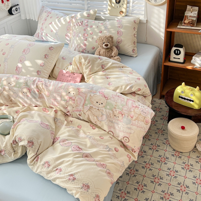 91家纺网 家纺一手货源 找家纺 朵朵家纺 2026新款水洗棉印花单被套系列 格蕾丝