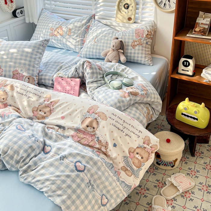 91家纺网 家纺一手货源 找家纺 朵朵家纺 2026新款水洗棉印花单被套系列 克洛伊