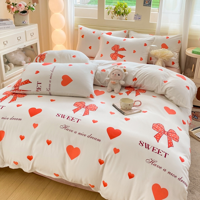 朵朵家纺 2026新款水洗棉印花单被套系列 甜心结