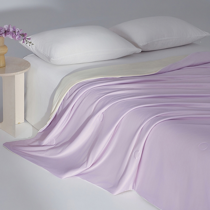 91家纺网 家纺一手货源 找家纺 梦恬佳 2025新款A类凉感丝夏凉被 香芋紫