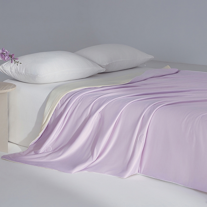 91家纺网 家纺一手货源 找家纺 梦恬佳 2025新款A类凉感丝夏凉被 香芋紫