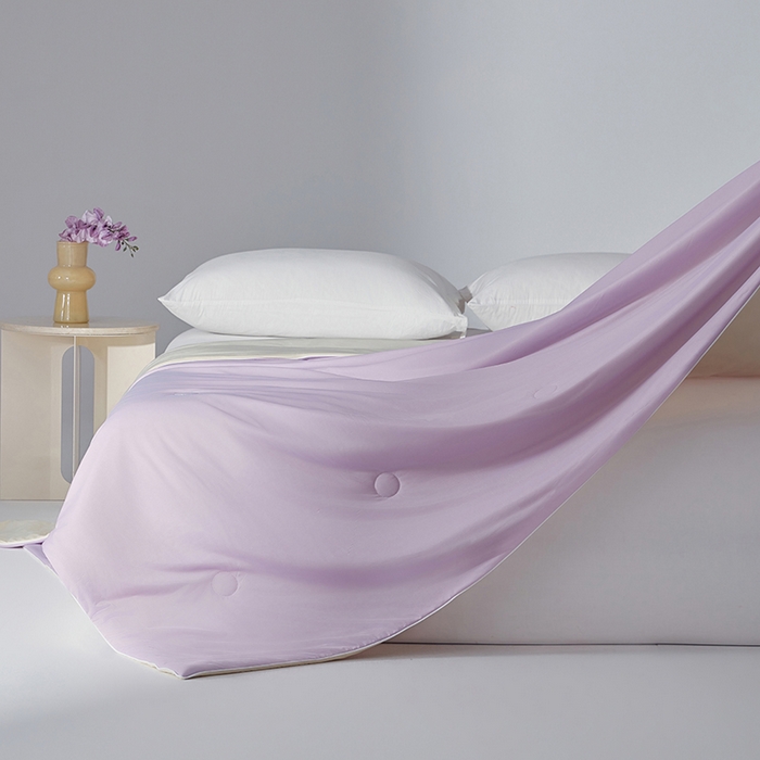 91家纺网 家纺一手货源 找家纺 梦恬佳 2025新款A类凉感丝夏凉被 香芋紫