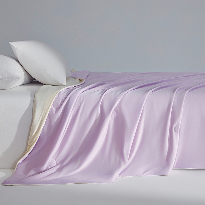 91家纺网 家纺一手货源 找家纺 梦恬佳 2025新款A类凉感丝夏凉被 香芋紫