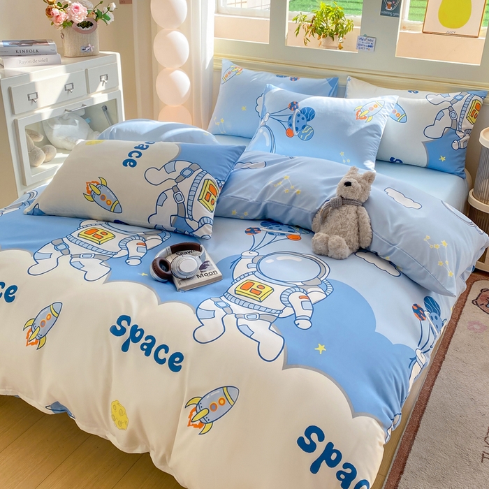 朵朵家纺 2026新款水洗棉印花单被套系列 宇航员