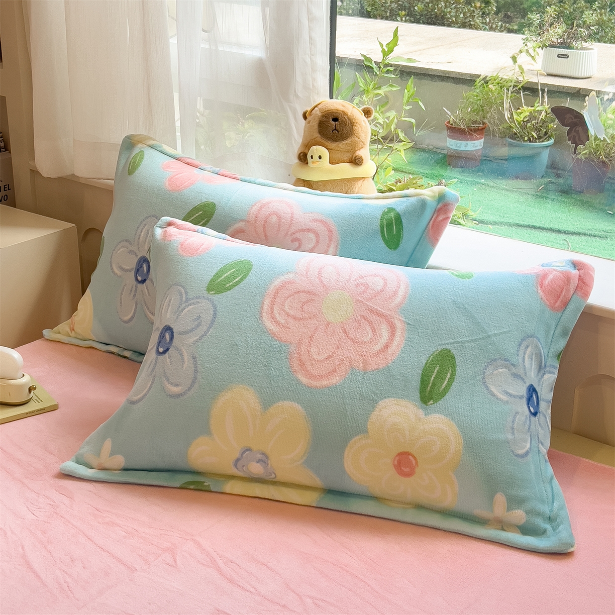 91家纺网 家纺一手货源 找家纺 布凡家居 2026新款190g高克重牛奶绒印花四件套 春眠笺