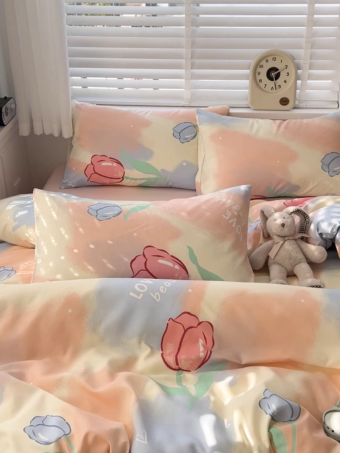 91家纺网 家纺一手货源 找家纺 朵朵家纺 2026新款水洗棉印花单被套系列 郁金花海-蓝