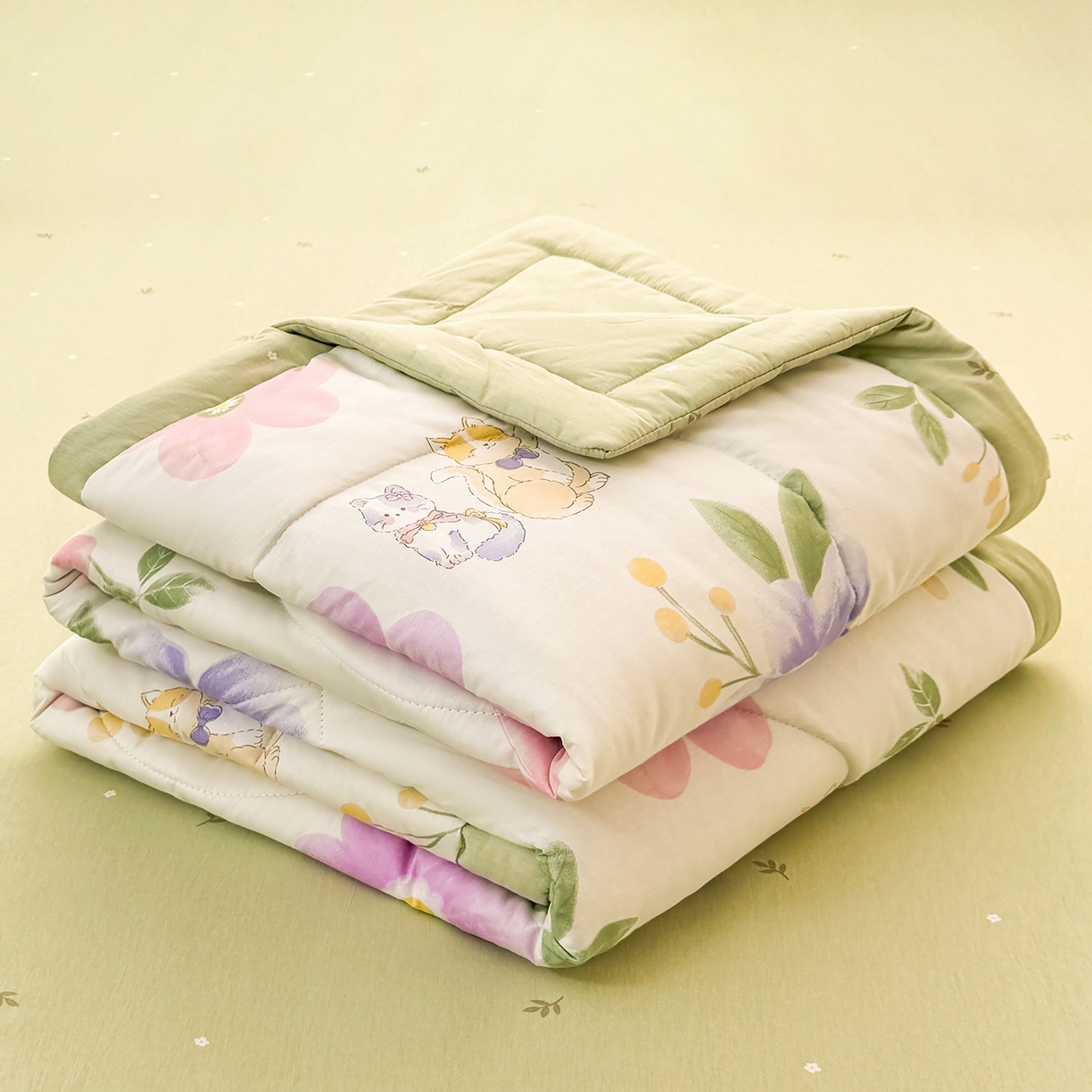 91家纺网 家纺一手货源 找家纺 寝美资家居 2026新款A类里外全棉夏凉被四件套-风格三 甜蜜萌宠