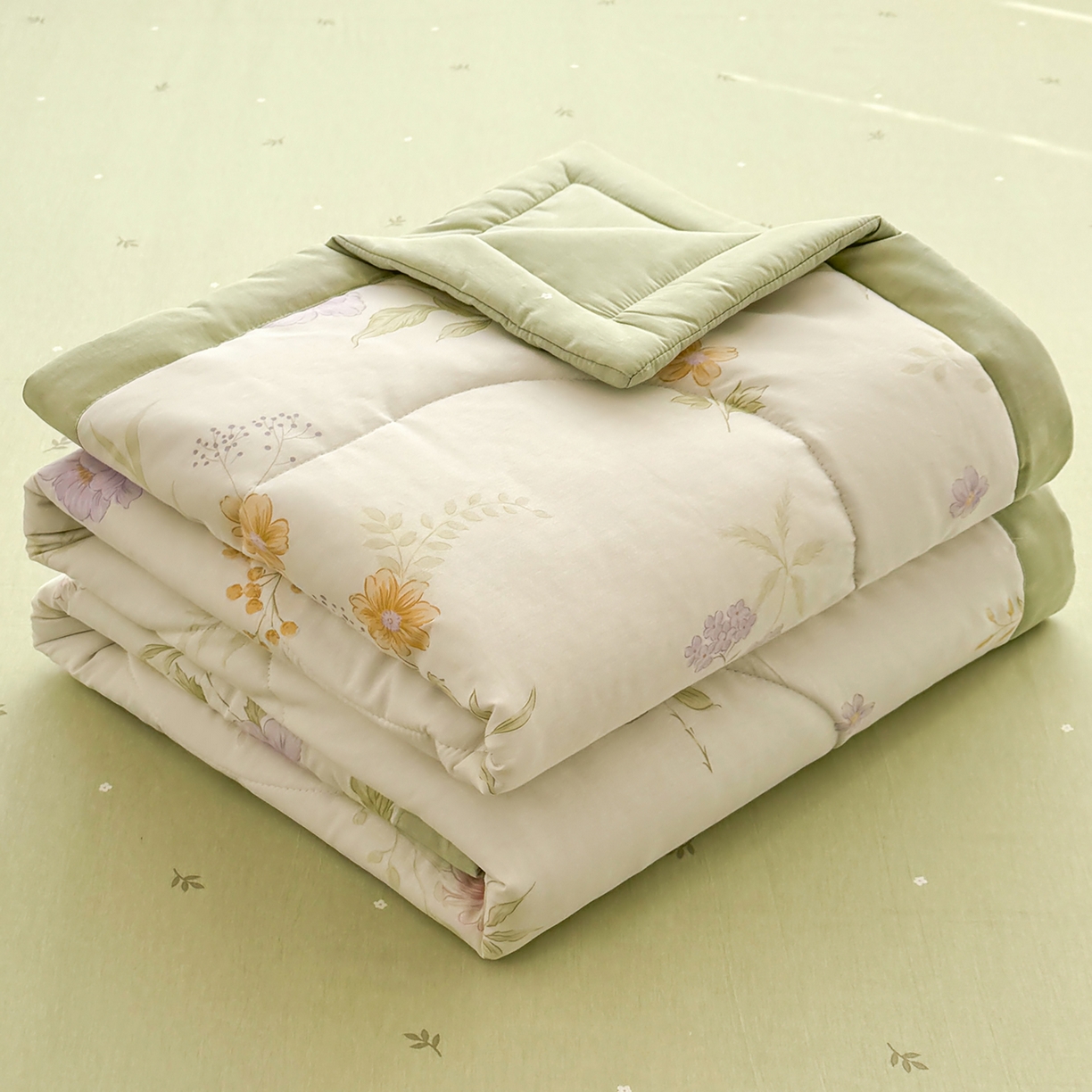 91家纺网 家纺一手货源 找家纺 寝美资家居 2026新款A类里外全棉夏凉被四件套-风格三 暮云花卉