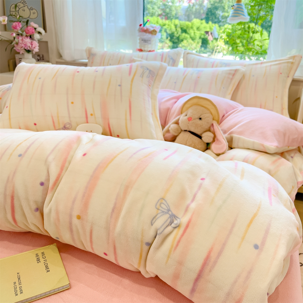 91家纺网 家纺一手货源 找家纺 布凡家居 2026新款190g高克重牛奶绒印花四件套 甜梦流星