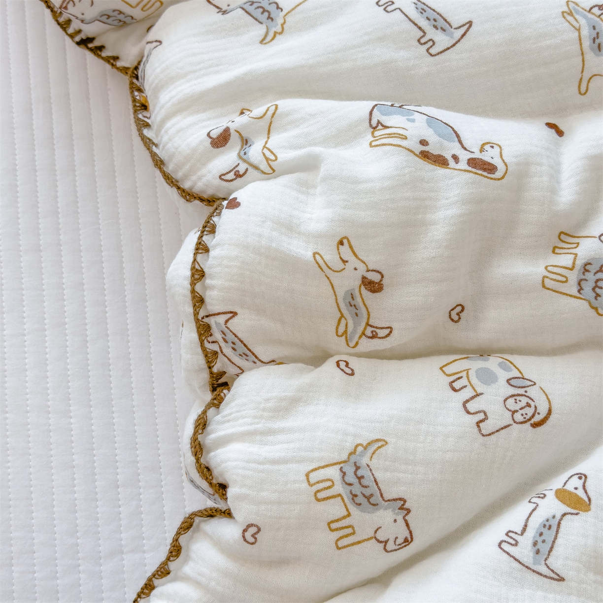 91家纺网 家纺一手货源 找家纺 布凡家居 2026新款A类全棉皱皱纱大豆纤维春秋被秋冬被全棉纱布婴儿被全棉学生秋冬被 冬被-调皮狗