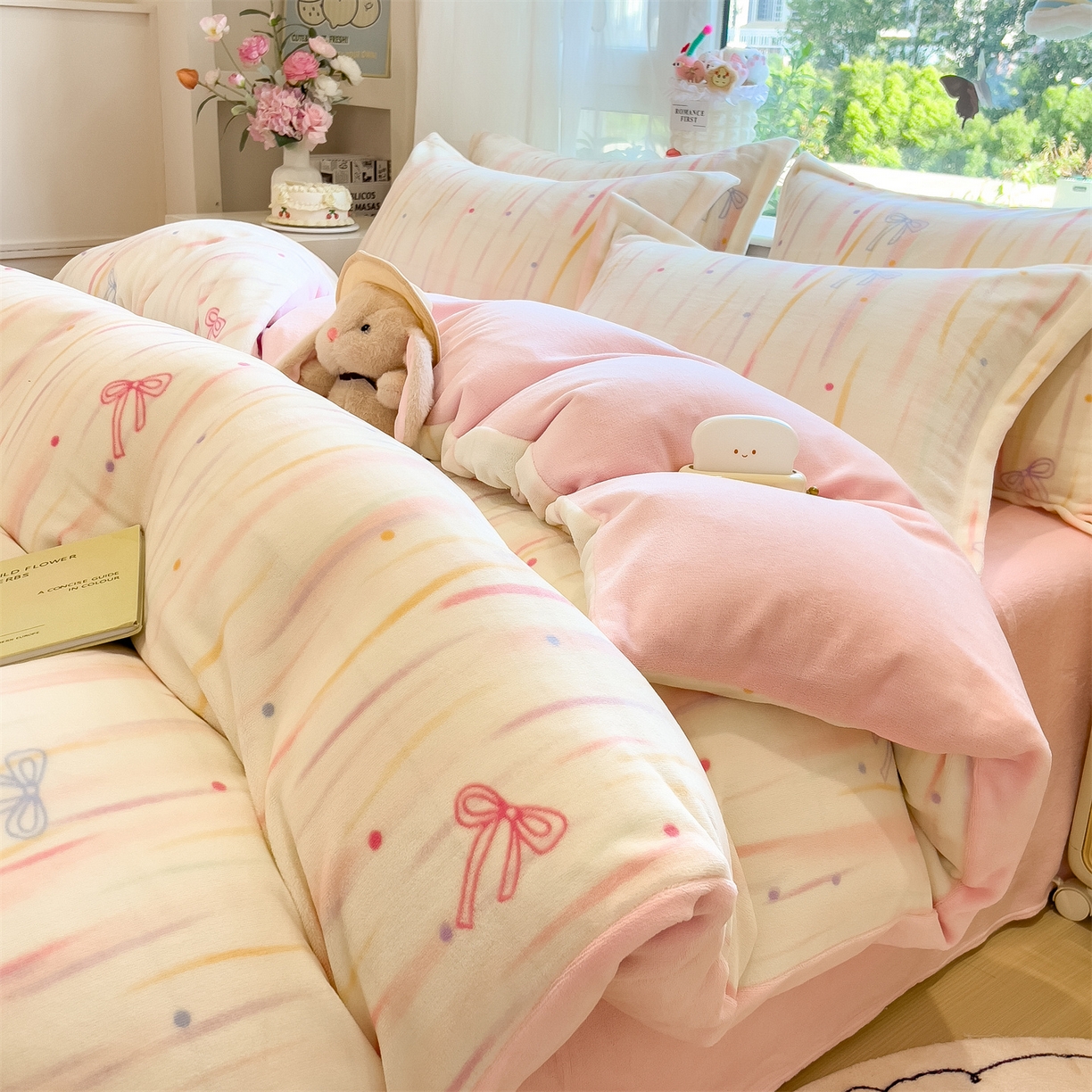 91家纺网 家纺一手货源 找家纺 布凡家居 2026新款190g高克重牛奶绒印花四件套 甜梦流星